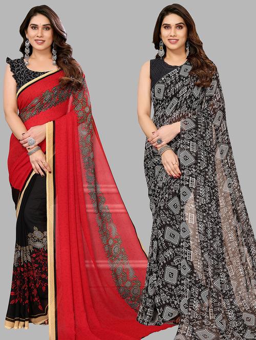 women pack of 2 printed casual sarees - 21440160 -  Standard Image - 0