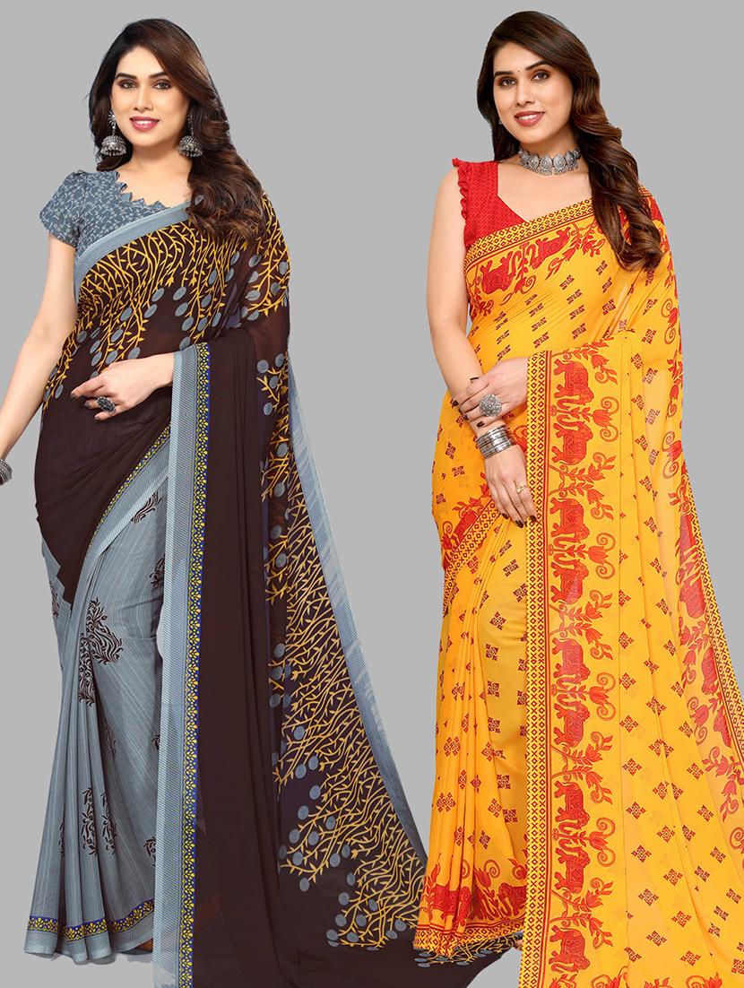 pack of 2 printed sarees - 21440215 - Zoom Image - 0