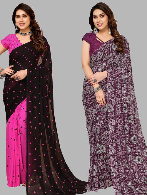 pack of 2 printed sarees - 21440369 - Standard Image - 0
