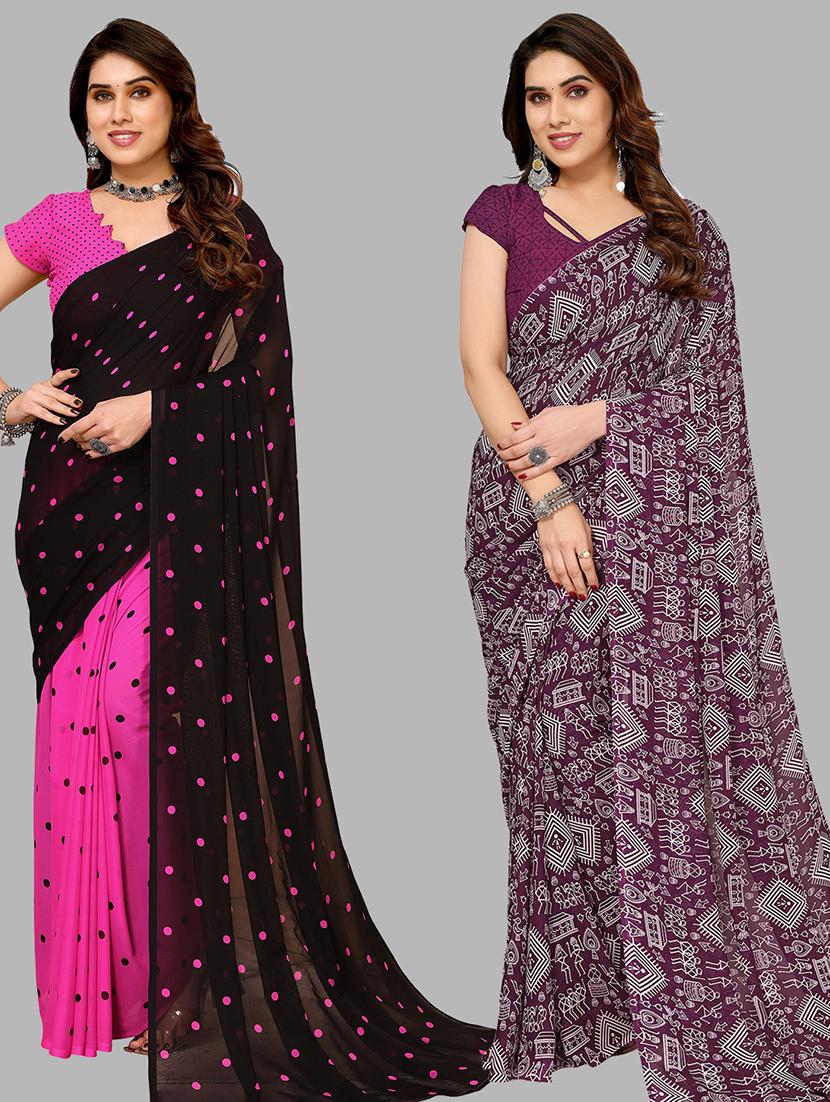 pack of 2 printed sarees - 21440369 - Zoom Image - 0