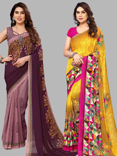 women pack of 2 casual wear combo sarees with blouse - 21440451 - Standard Image - 0