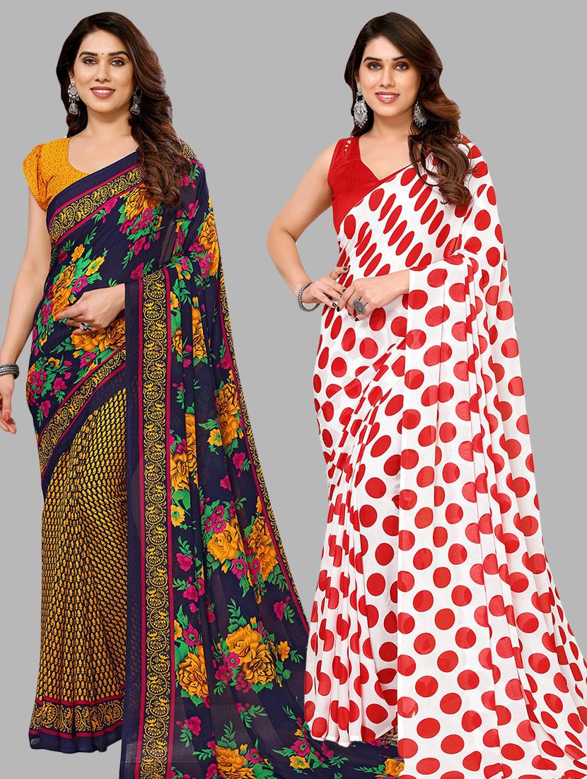 women pack of 2 casual wear combo sarees with blouse - 21440455 -  Zoom Image - 0