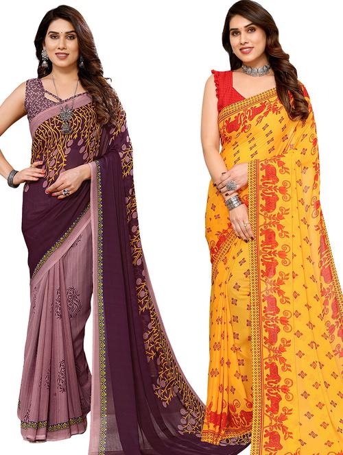 women pack of 2 casual wear sarees - 21440550 - Standard Image - 0