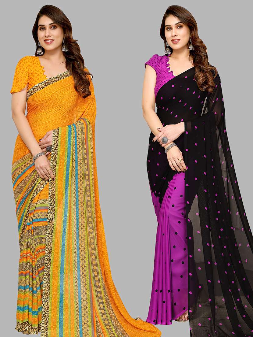 pack of 2 printed casual wear sarees with blouse