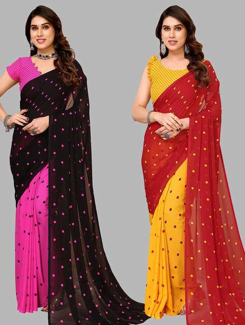 pack of 2 printed casual wear sarees - 21440593 -  Standard Image - 0