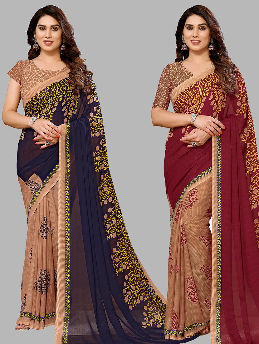 women pack of 2 printed casual sarees - 21440613 - Zoom Image - 0