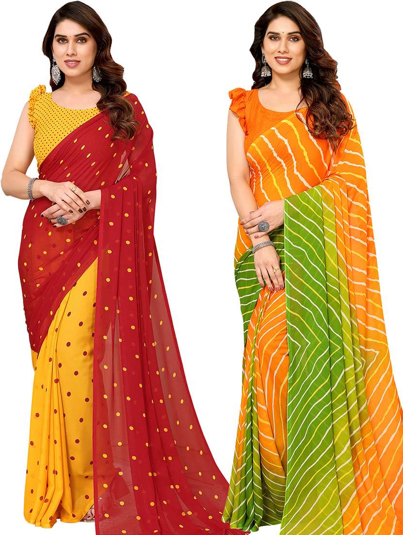 women pack of 2 casual wear sarees