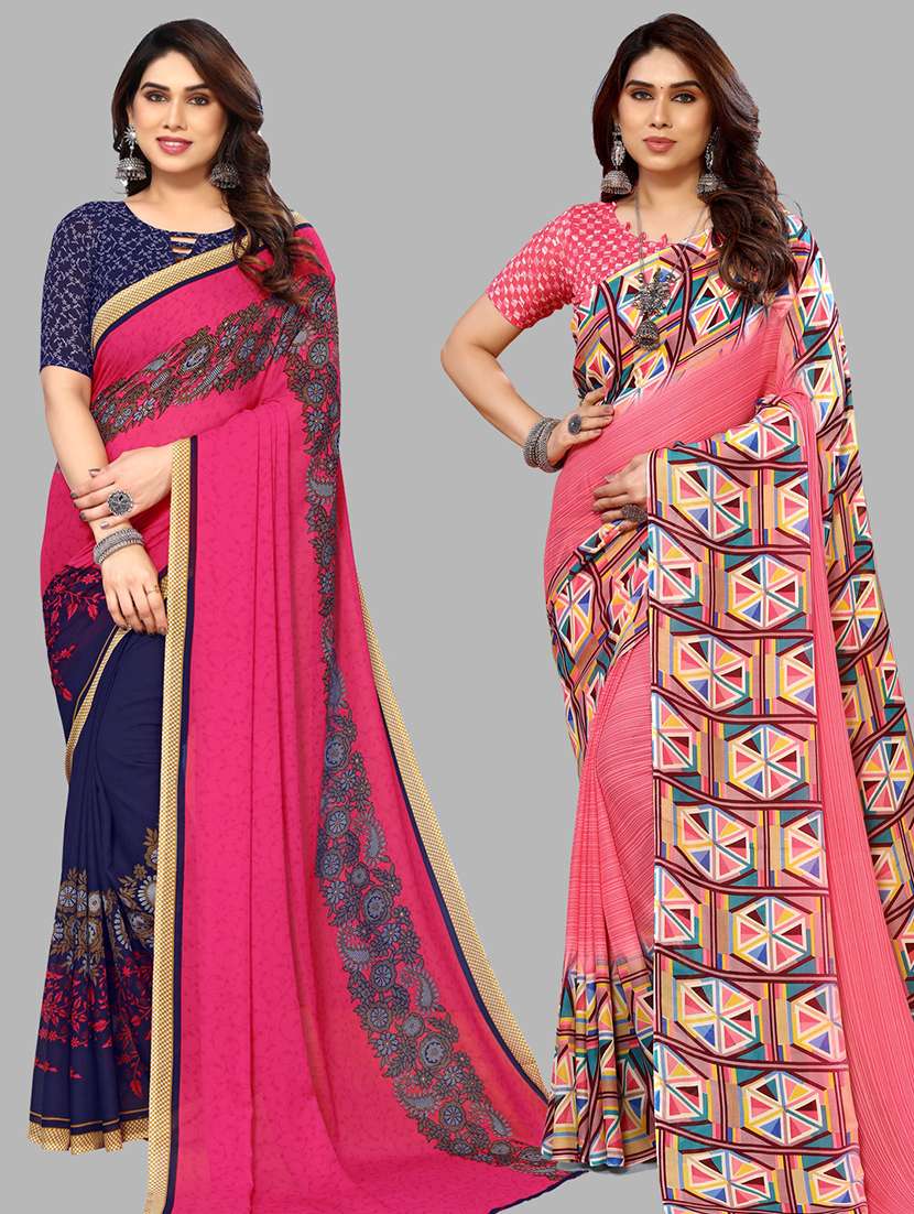 pack of 2 casual wear combo sarees with blouse