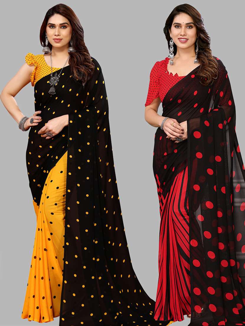 pack of 2 printed casual wear sarees with blouse