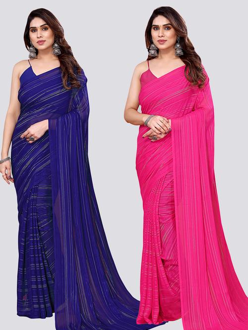 pack of 2 casual wear combo sarees with blouse - 21442354 - Standard Image - 0