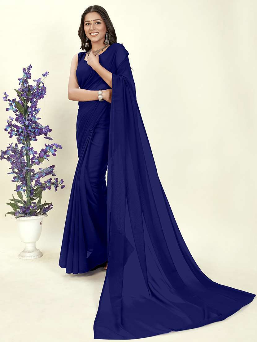 women plain casual wear saree with blouse