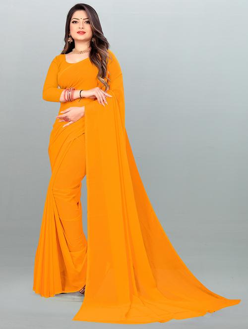 women plain casual wear saree with blouse - 21443890 - Standard Image - 0