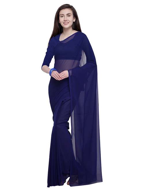 women plain casual wear saree with blouse - 21444720 -  Standard Image - 0