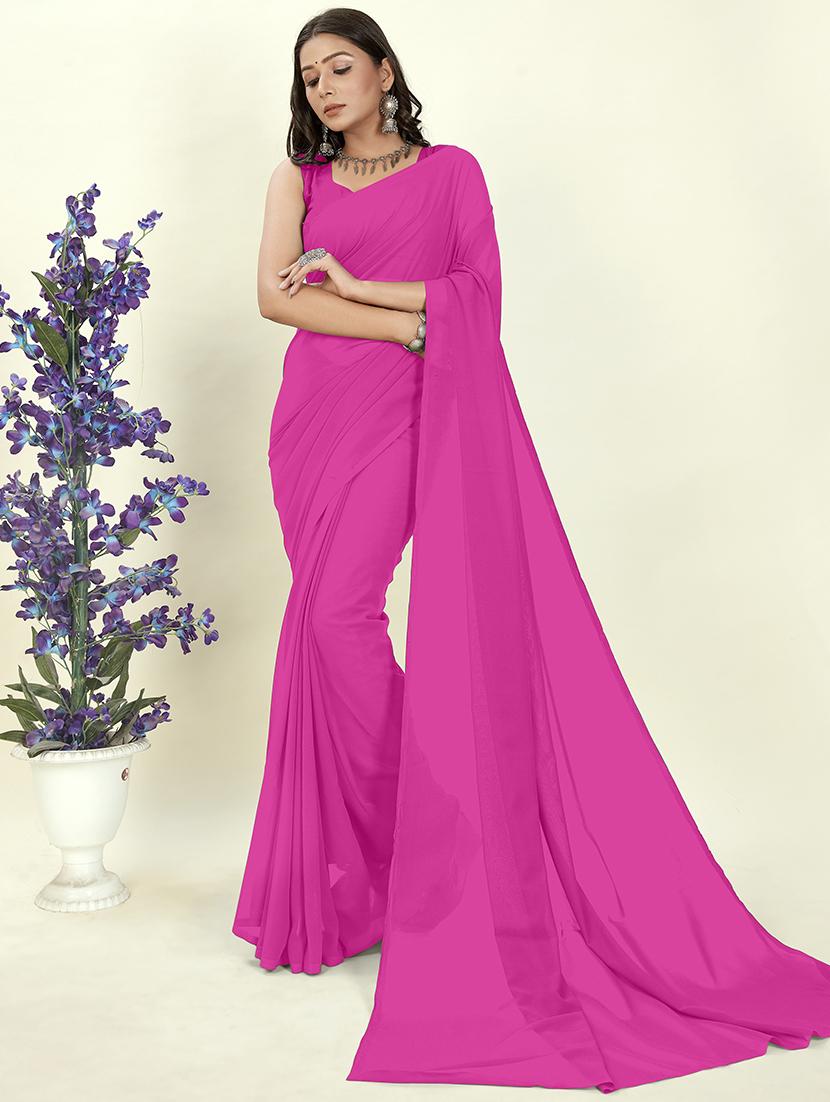 women plain casual wear saree with blouse - 21444908 -  Zoom Image - 0