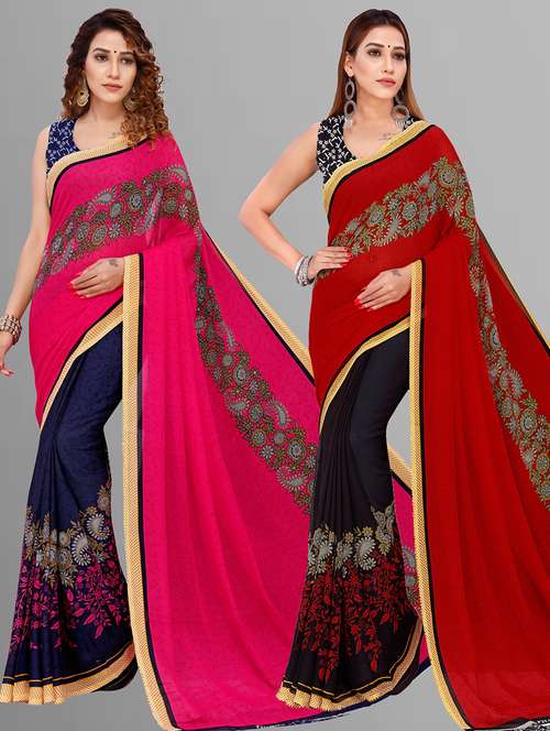 pack of 2 casual wear combo sarees with blouse - 21444921 - Standard Image - 0
