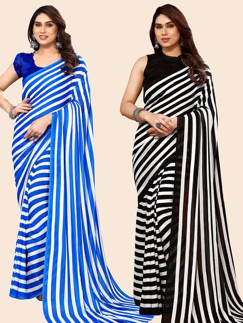 pack of 2 printed casual wear saree with blouse - 21445055 -  Standard Image - 0