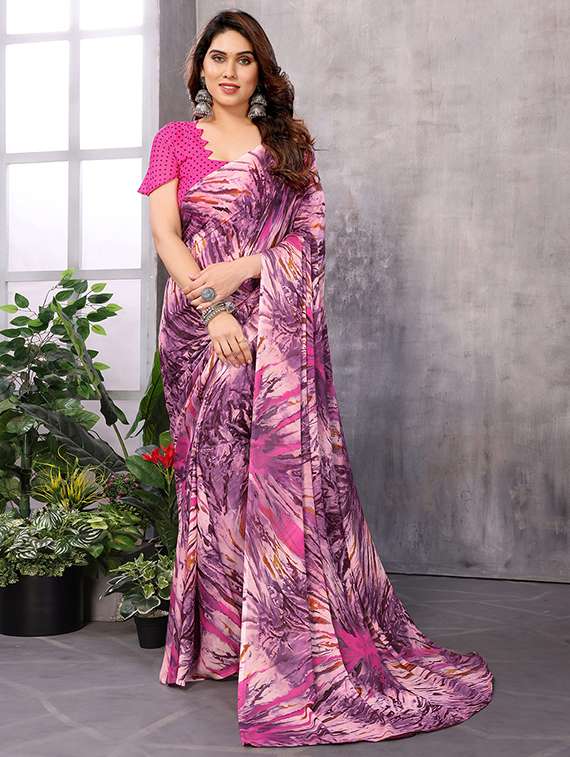 women printed casual wear saree with blouse