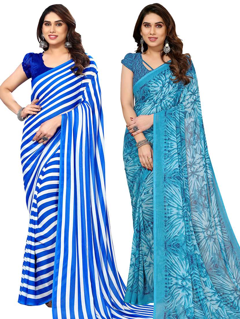 pack of 2 casual wear combo sarees with blouse