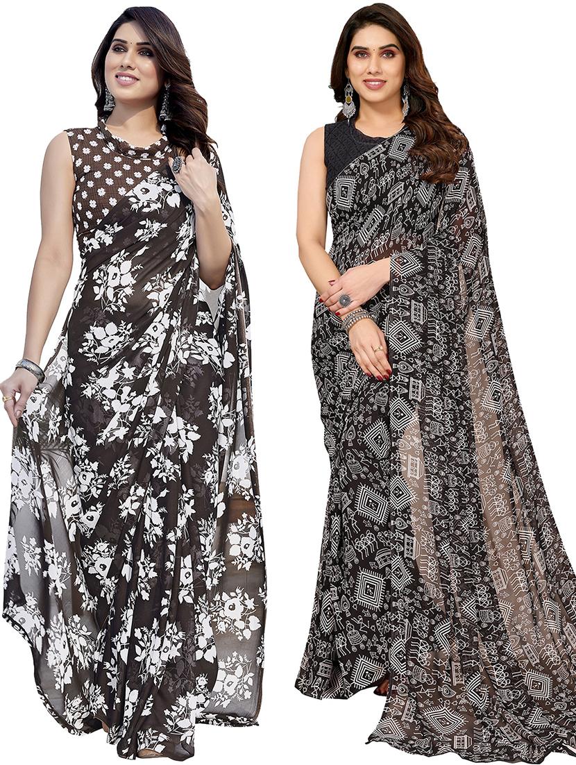 pack of 2 casual wear sarees with blouse - 21445368 -  Zoom Image - 0