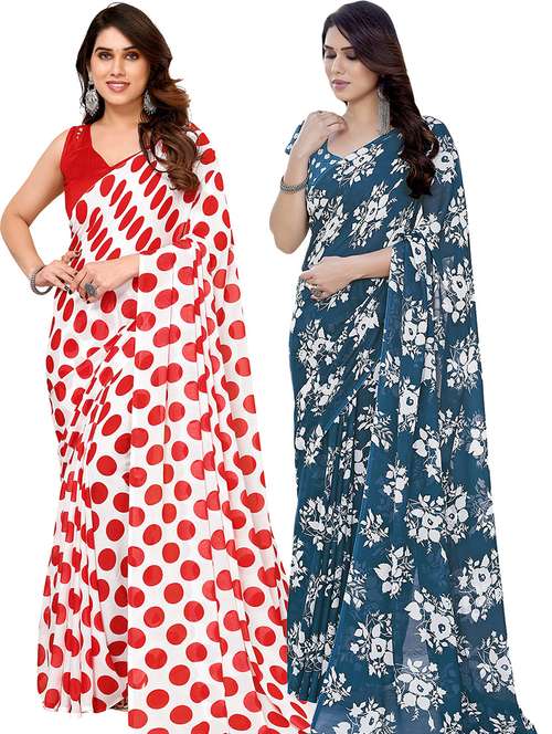 pack of 2 casual wear combo sarees with blouse - 21445530 - Standard Image - 0