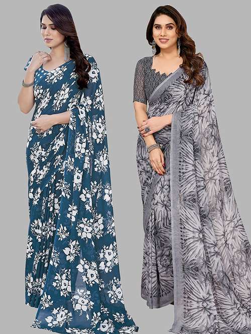 women pack of 2 casual wear combo saree with blouse - 21445537 - Standard Image - 0