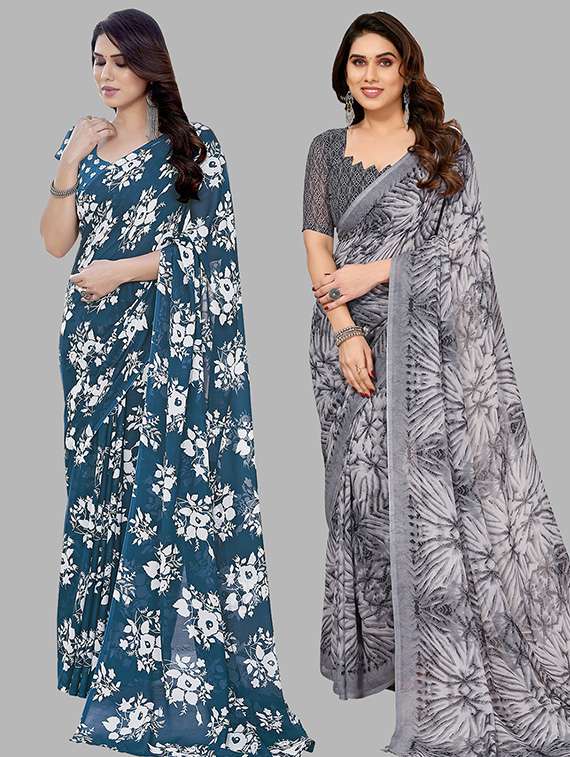 women pack of 2 casual wear combo saree with blouse - 21445537 - Zoom Image - 0