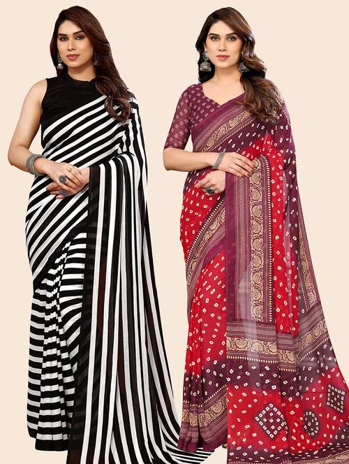 women pack of 2 casual wear combo saree with blouse - 21445561 - Standard Image - 0