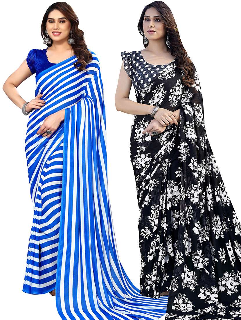 pack of 2 printed casual wear sarees with blouse