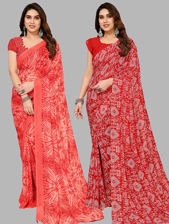 women pack of 2 casual wear combo saree with blouse - 21445684 - Zoom Image - 0
