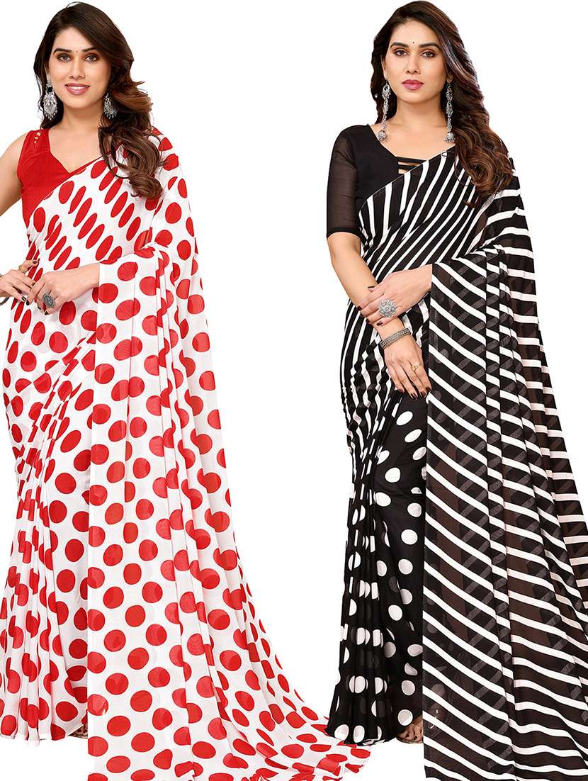 women pack of 2 casual wear combo saree with blouse