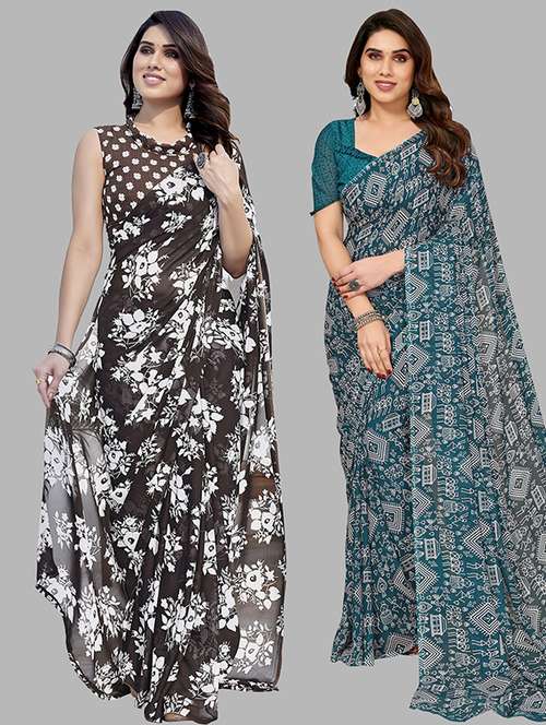 pack of 2 casual wear sarees with blouse - 21445841 - Standard Image - 0