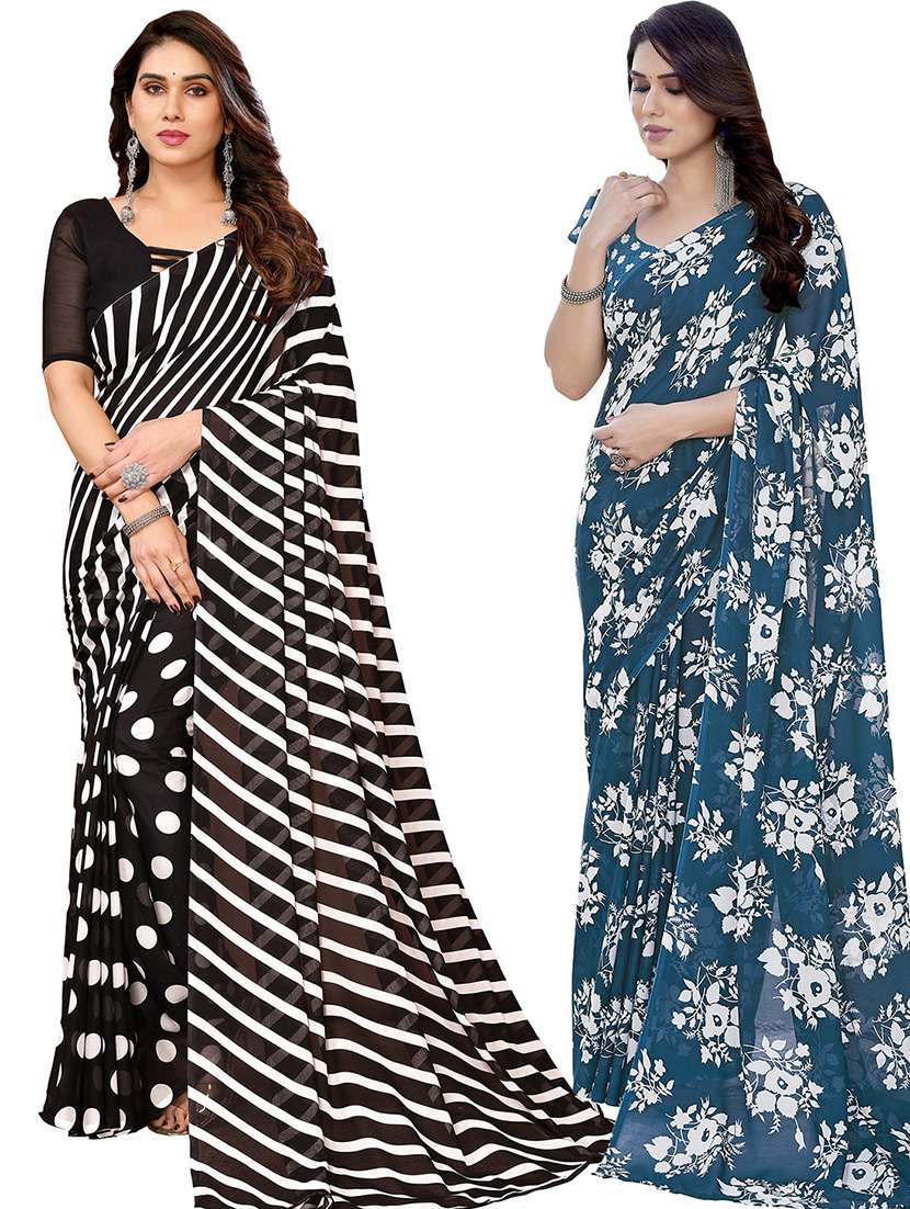 women pack of 2 casual wear combo saree with blouse