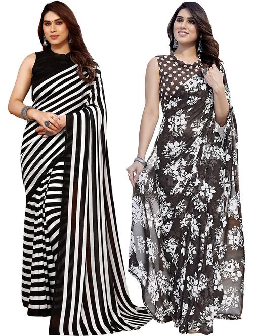 pack of 2 casual wear combo sarees with blouse - 21445979 - Standard Image - 0