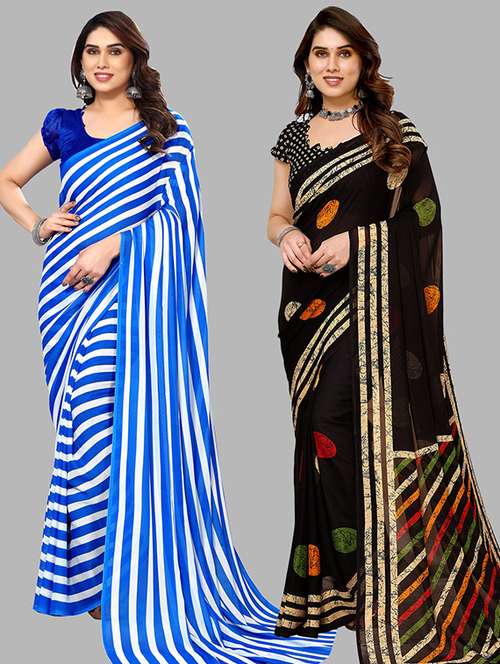 women pack of 2 casual wear combo sarees with blouse - 21446000 -  Standard Image - 0