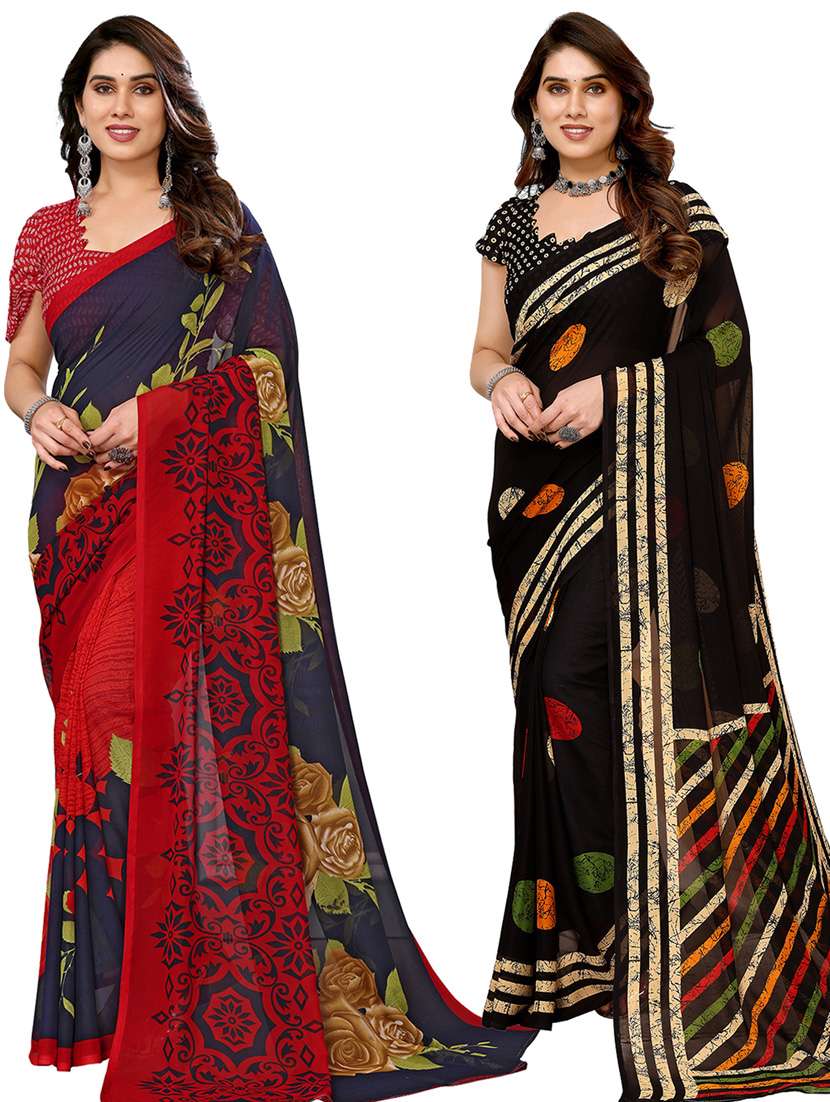 pack of 2 casual wear sarees with blouse