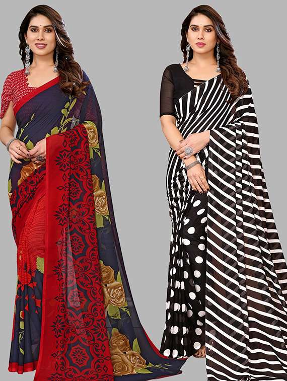 pack of 2 casual wear sarees with blouse