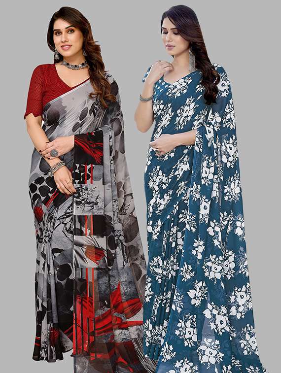 pack of 2 casual wear sarees with blouse
