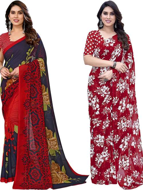 pack of 2 casual wear sarees with blouse - 21446058 -  Standard Image - 0