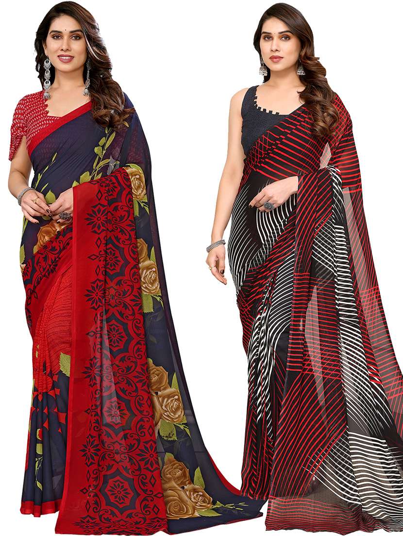 pack of 2 casual wear sarees with blouse
