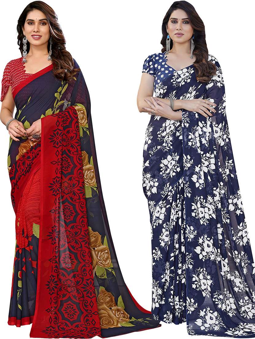 pack of 2 casual wear sarees with blouse
