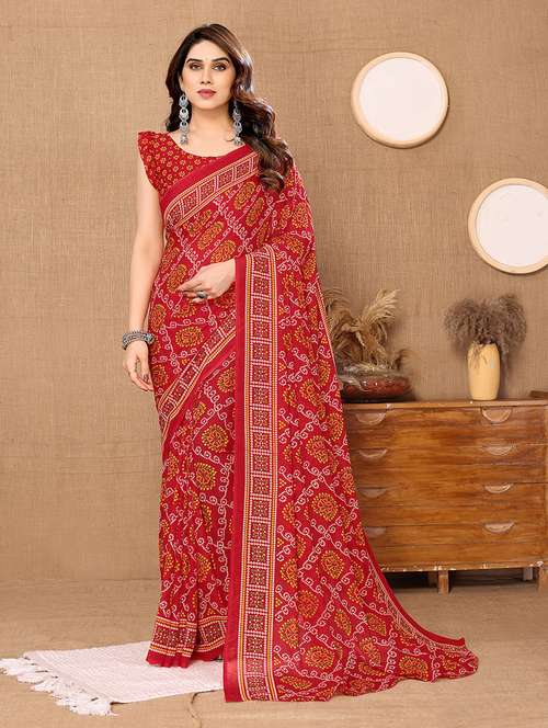 women bandhani printed casual wear saree with blouse - 21446169 - Standard Image - 0