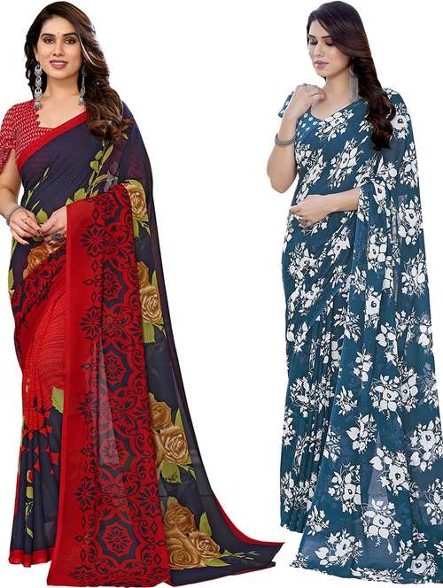 pack of 2 casual wear sarees with blouse - 21446171 -  Standard Image - 0