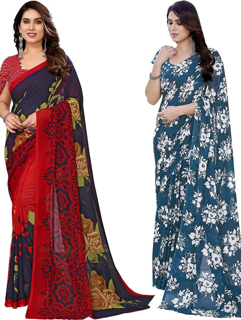 pack of 2 casual wear sarees with blouse
