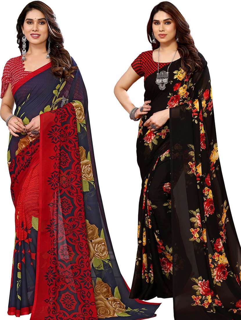 pack of 2 casual wear sarees with blouse