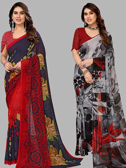 pack of 2 casual wear sarees with blouse - 21446209 -  Standard Image - 0