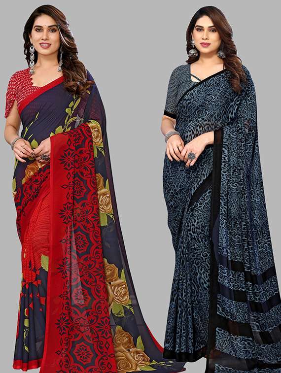 pack of 2 casual wear sarees with blouse