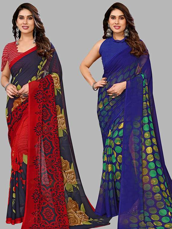 pack of 2 casual wear sarees with blouse