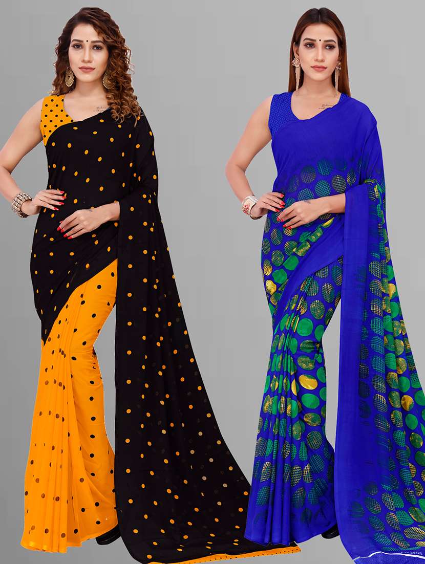 pack of 2 printed casual wear sarees with blouse
