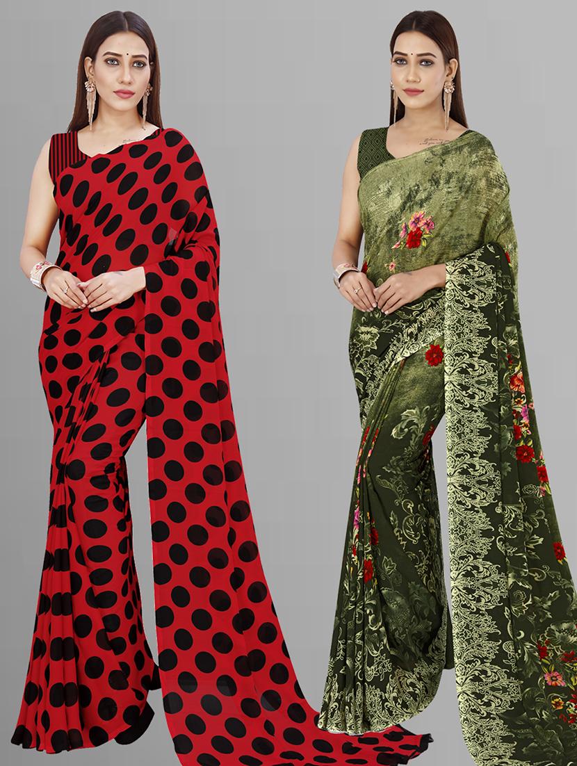 women pack of 2 casual wear combo saree with blouse - 21446594 - Zoom Image - 0