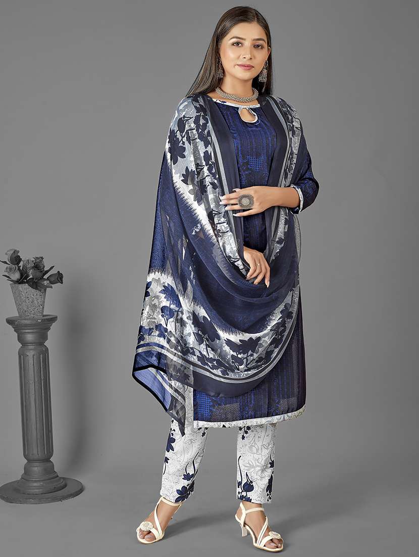 women navy blue unstitched suit